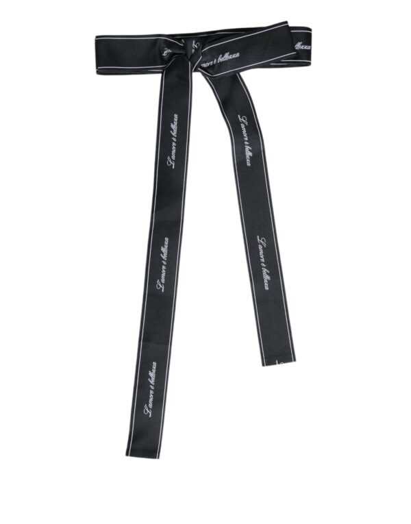 Dolce & Gabbana Black Waist Ribbon Wide Bow Logo Belt - Image 2