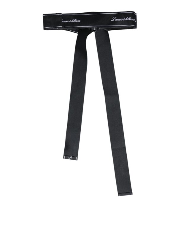 Dolce & Gabbana Black Waist Ribbon Wide Bow Logo Belt - Image 3