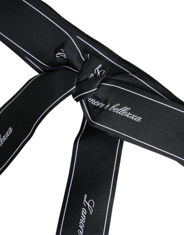Dolce & Gabbana Black Waist Ribbon Wide Bow Logo Belt - Image 4