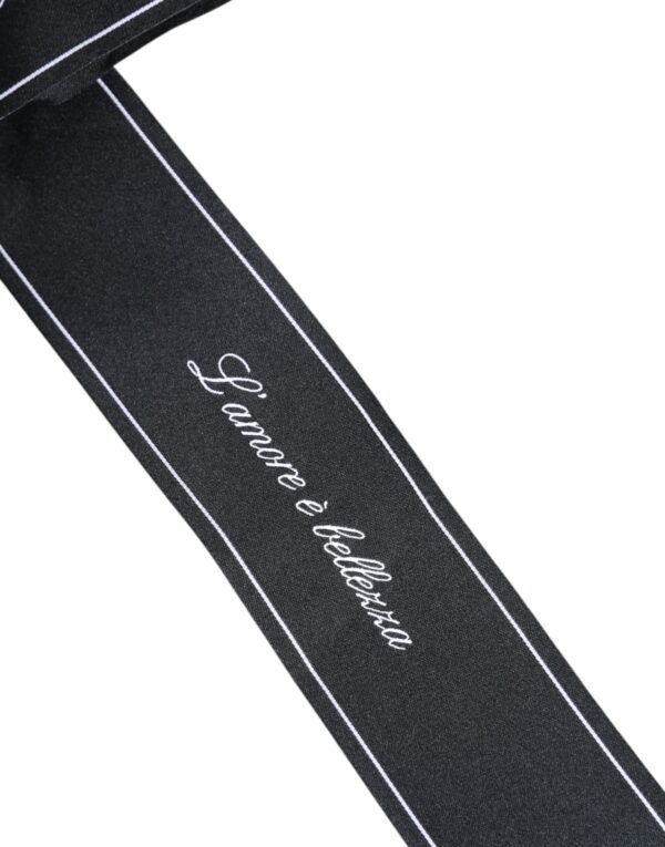 Dolce & Gabbana Black Waist Ribbon Wide Bow Logo Belt - Image 5