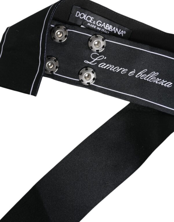 Dolce & Gabbana Black Waist Ribbon Wide Bow Logo Belt - Image 6