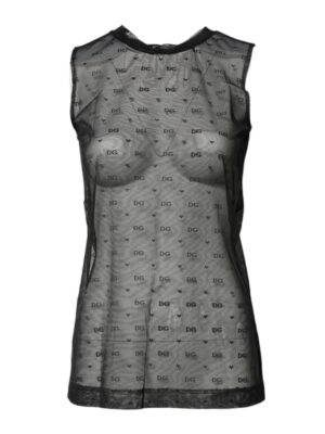Dolce & Gabbana Black Nylon Logo Monogram Sleeveless Tank Top