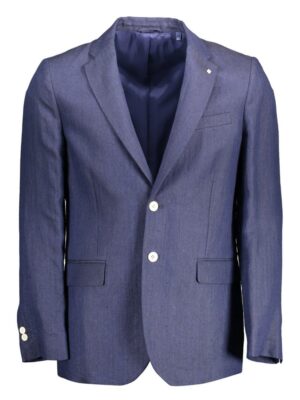 Gant Blue Linen Men Jacket
