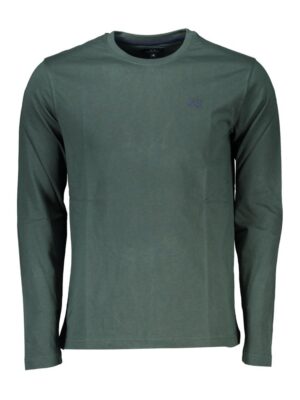 La Martina Elegant Crew Neck Green Tee with Embroidery