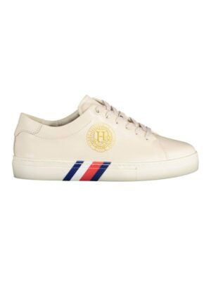 Tommy Hilfiger Beige Leather Women Sneaker