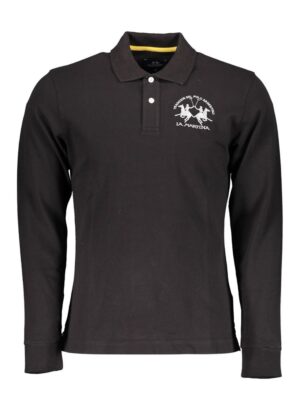 La Martina Black Cotton Men Polo Shirt