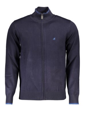 U.S. Grand Polo Classic Blue Zip Cardigan with Contrast Details