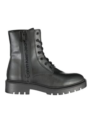 Calvin Klein Chic Black Ankle Boot with Laces and Zip Detail