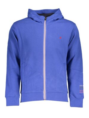 U.S. Grand Polo Chic Blue Hooded Fleece Sweatshirt with Embroidery
