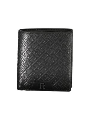 Tommy Hilfiger Sleek Black Leather Dual-Compartment Wallet