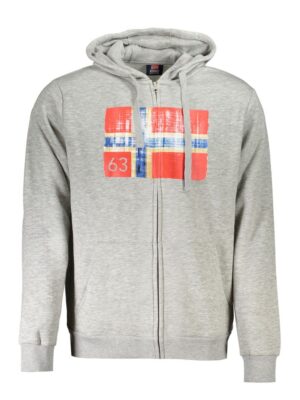 Norway 1963 Gray Cotton Men Sweater with Hood and Zip