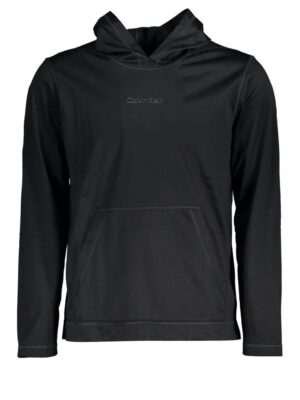Calvin Klein Sleek Black Hooded Sweatshirt with Logo Print