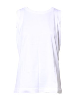 Dolce & Gabbana White Cotton Sleeveless Crew Neck T-shirt