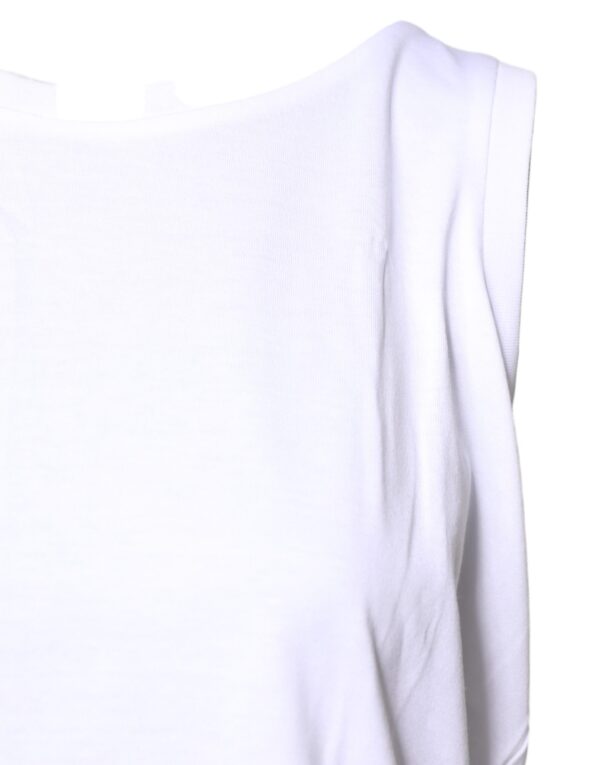 Dolce & Gabbana White Cotton Sleeveless Crew Neck T-shirt - Image 3
