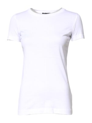 Dolce & Gabbana White Cotton Crew Neck Short Sleeves T-shirt