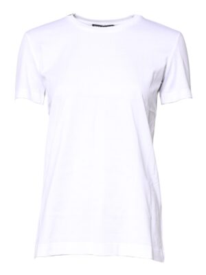 Dolce & Gabbana White Cotton Crew Neck Short Sleeves T-shirt