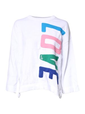 Love Moschino White Graphic Print Cotton Long Sleeves T-shirt
