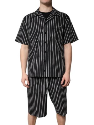 Dolce & Gabbana Black White Stripes Cotton Men Pajama Set Sleepwear