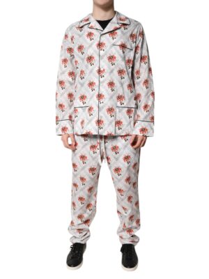 Dolce & Gabbana Multicolor Floral Print Cotton Pajama Set Sleepwear