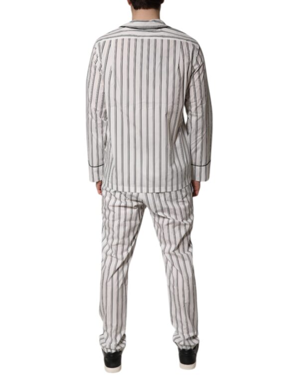 Dolce & Gabbana White Black Stripes Cotton Men Pajama Set Sleepwear - Image 4