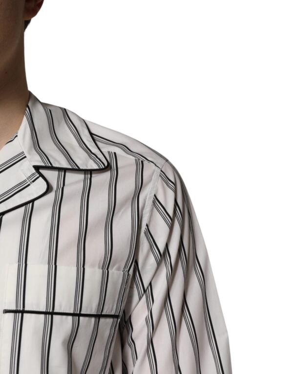 Dolce & Gabbana White Black Stripes Cotton Men Pajama Set Sleepwear - Image 5