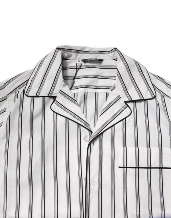 Dolce & Gabbana White Black Stripes Cotton Men Pajama Set Sleepwear - Image 6