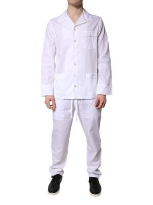 Dolce & Gabbana White Cotton Shirt Pants Pajama Set Sleepwear