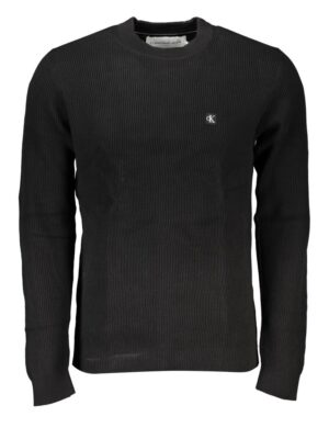 Calvin Klein Sleek Black Crew Neck Sweater with Logo