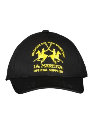 La Martina Black Cotton Men Cap