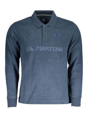 La Martina Blue Cotton Men Polo