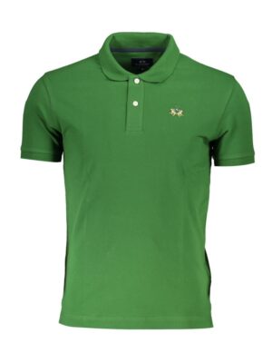 La Martina Green Cotton Men Polo Shirt
