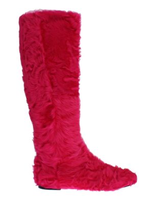 Dolce & Gabbana Elegant Pink Lambskin Fur Boots