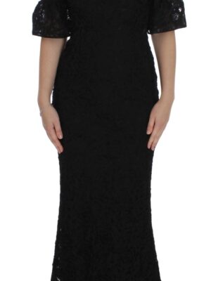 Dolce & Gabbana Elegant Black Floral Lace Maxi Dress