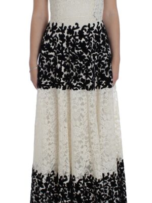 Dolce & Gabbana Elegant Floral Lace Cap Sleeve Maxi Dress