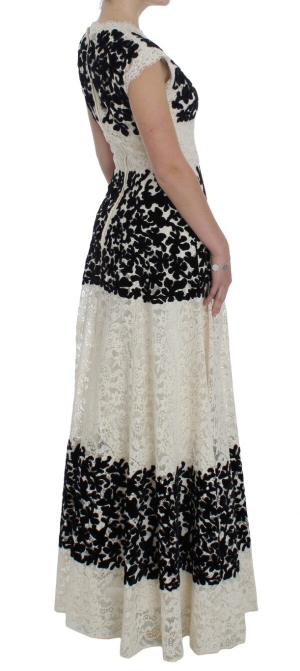 Dolce & Gabbana Elegant Floral Lace Cap Sleeve Maxi Dress - Image 4