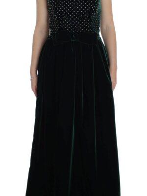 Dolce & Gabbana Enchanted Emerald Velvet Crystal Maxi Dress