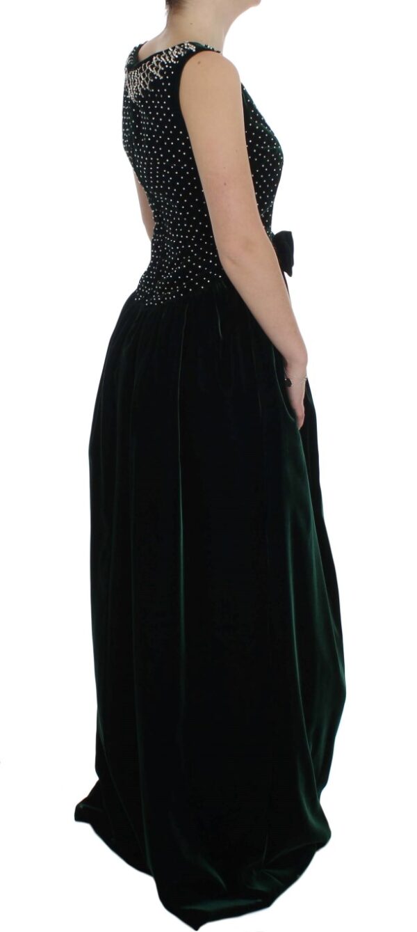 Dolce & Gabbana Enchanted Emerald Velvet Crystal Maxi Dress - Image 4