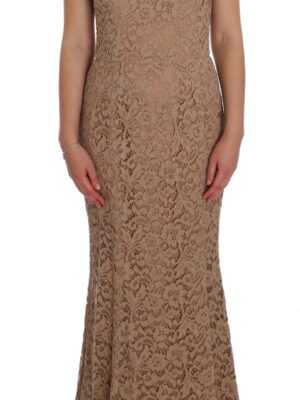 Dolce & Gabbana Elegant Pink Floral Lace Maxi Dress