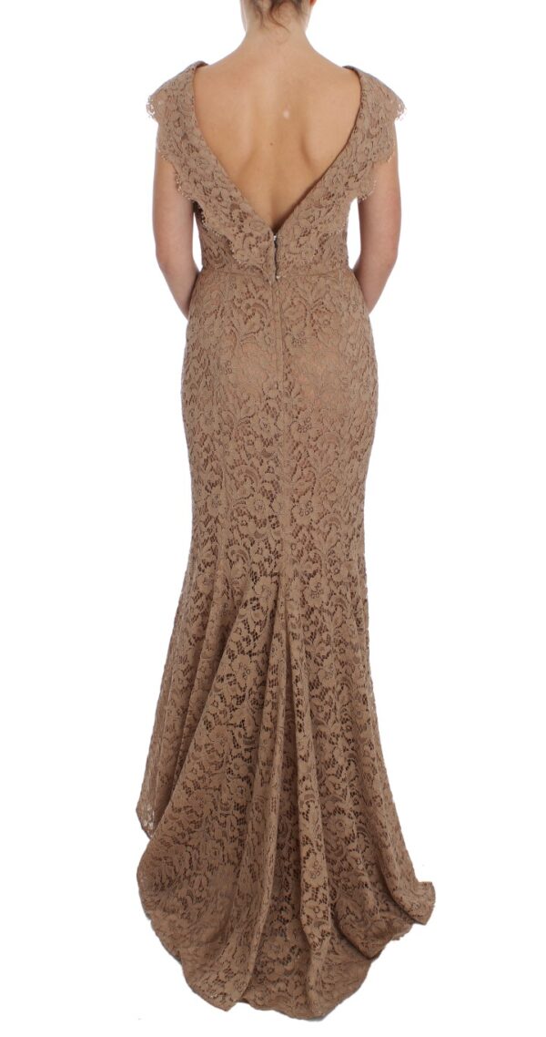 Dolce & Gabbana Elegant Pink Floral Lace Maxi Dress - Image 3