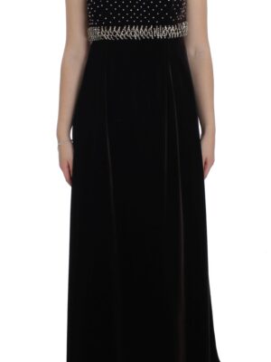 Dolce & Gabbana Elegant Brown Velvet Crystal Gown
