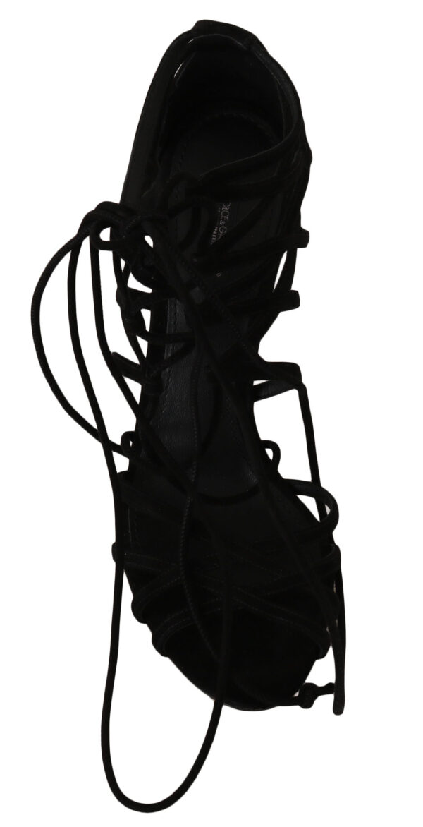 Dolce & Gabbana Elegant Black Suede Gladiator Stilettos - Image 7