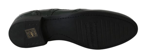 Dolce & Gabbana Elegant Green Brogues Oxford Wingtip Flats - Image 3