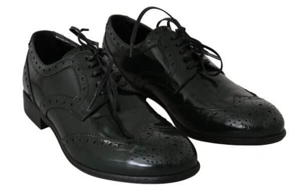 Dolce & Gabbana Elegant Green Brogues Oxford Wingtip Flats - Image 5