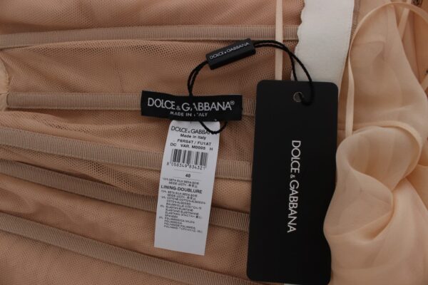 Dolce & Gabbana Elegant Beige Silk Full Length Sheath Dress - Image 7