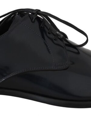 Dolce & Gabbana Elegant Dark Blue Leather Derby Shoes