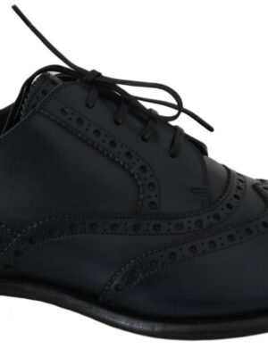 Dolce & Gabbana Elegant Blue Leather Wingtip Derby Shoes