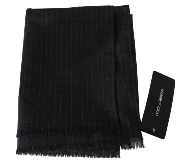 Dolce & Gabbana Elegant Gray Striped Wool Men's Scarf - Image 2