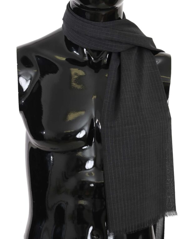 Dolce & Gabbana Elegant Gray Striped Wool Men's Scarf - Image 3