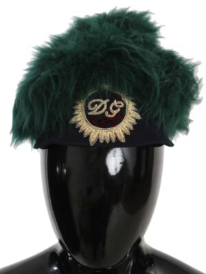 Dolce & Gabbana Elegant Emerald Cashmere Cloche Cap