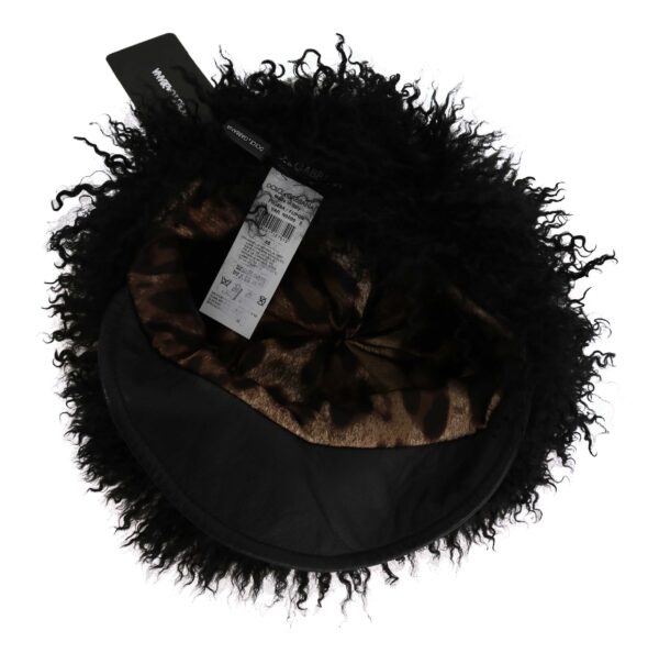 Dolce & Gabbana Chic Black Gatsby Cap in Tibet Lamb Fur - Image 3